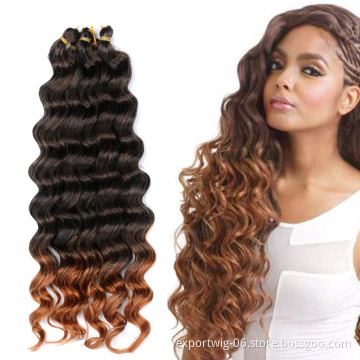 Wholesale 20 Inch Deep Wave Twist Crochet Hair Natural Ombre Braiding Hair Extensions Synthetic Crochet Braid Hair Extension